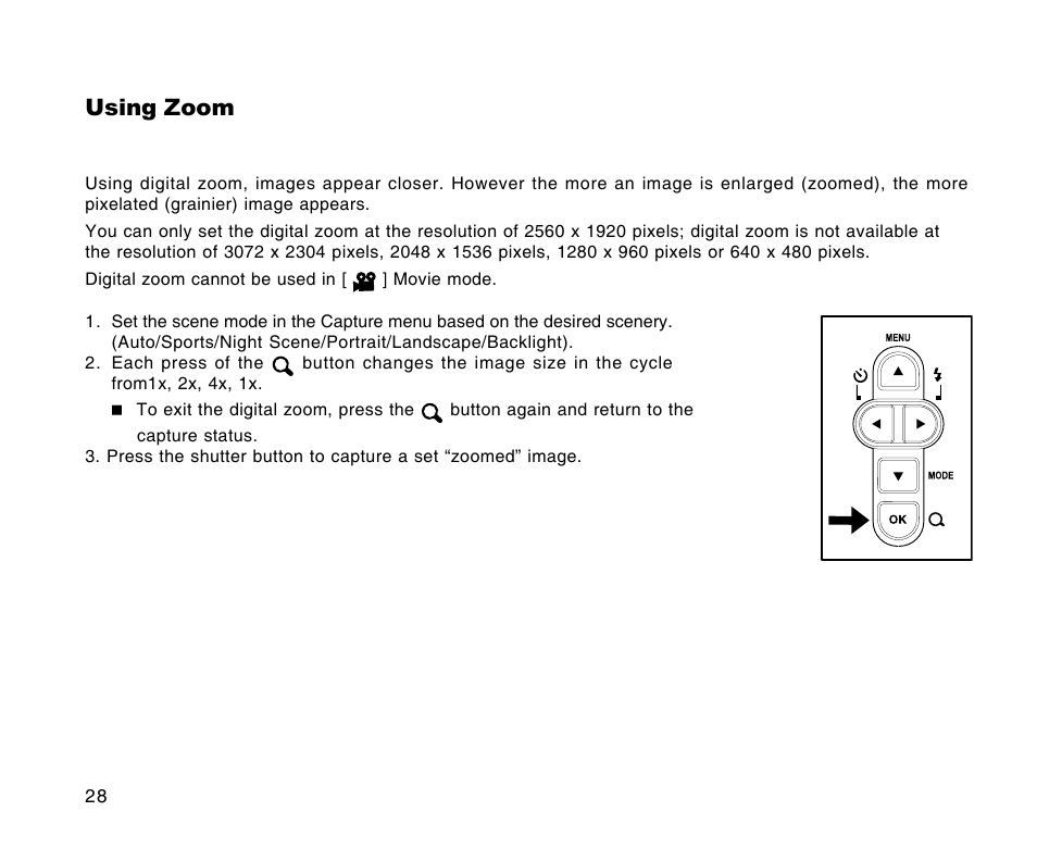 Using zoom | Radio Shack 16-3898 User Manual | Page 28 / 73