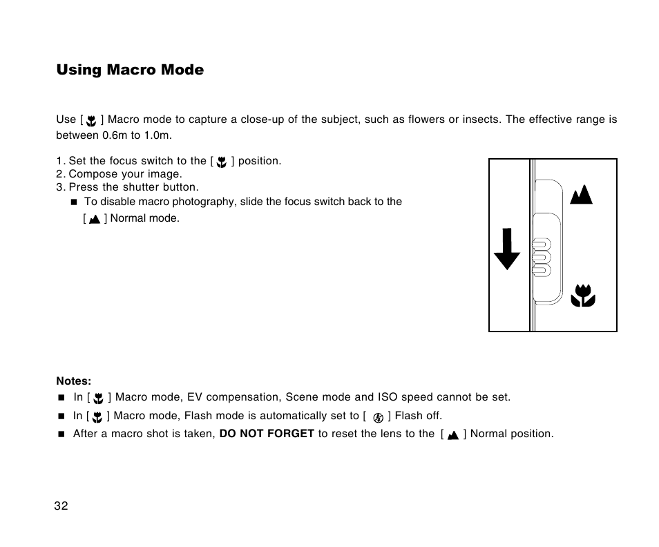 Using macro mode | Radio Shack 16-3898 User Manual | Page 32 / 73