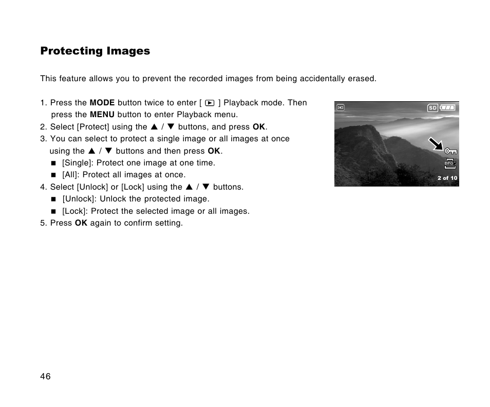 Protecting images | Radio Shack 16-3898 User Manual | Page 46 / 73