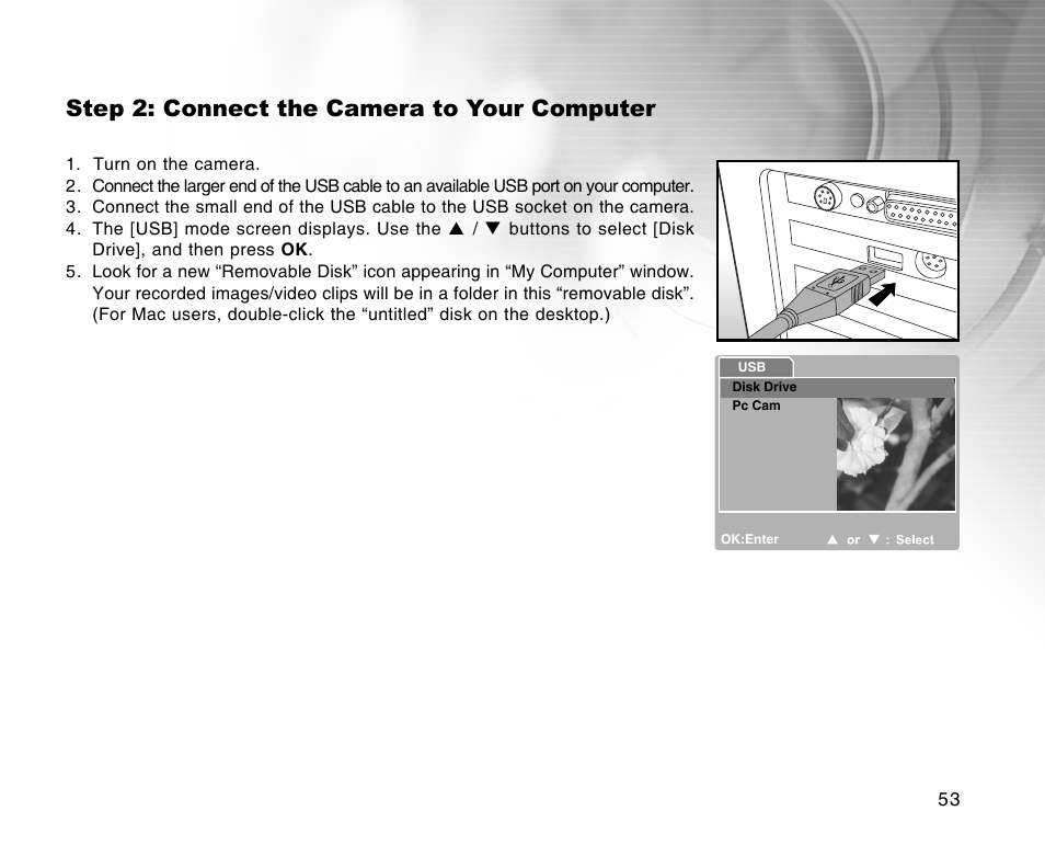 Step 2: connect the camera to your computer | Radio Shack 16-3898 User Manual | Page 53 / 73