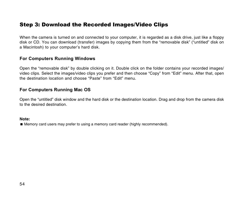 Step 3: download the recorded images/video clips | Radio Shack 16-3898 User Manual | Page 54 / 73