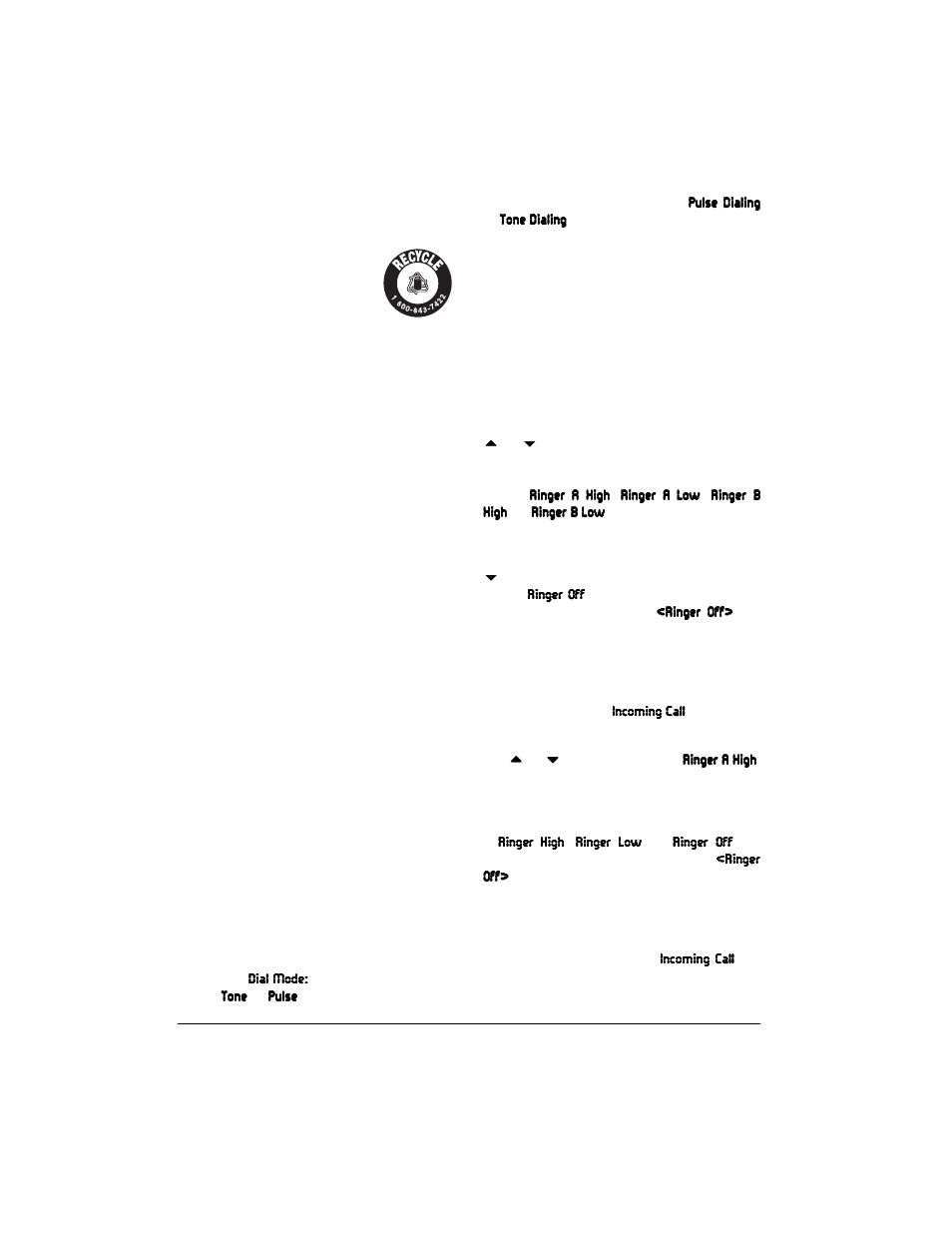 Setting the dialing mode, Setting the ringer tone/volume | Radio Shack Dual Keypad User Manual | Page 12 / 28