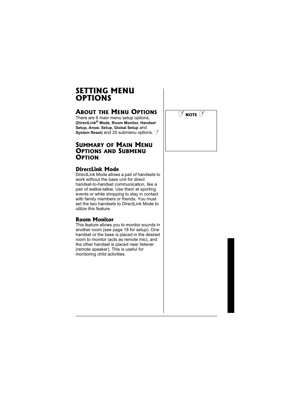 Setting menu options | Radio Shack 43-3871 User Manual | Page 13 / 70