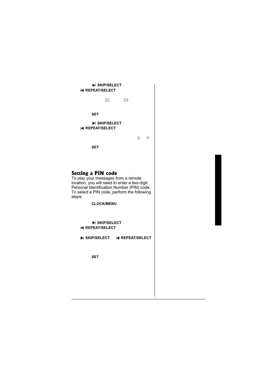 Setting a pin code | Radio Shack 43-3871 User Manual | Page 53 / 70