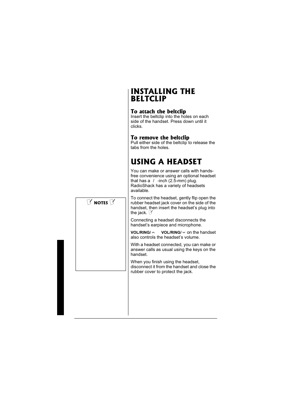 Installing the beltclip, Using a headset | Radio Shack 43-3871 User Manual | Page 66 / 70