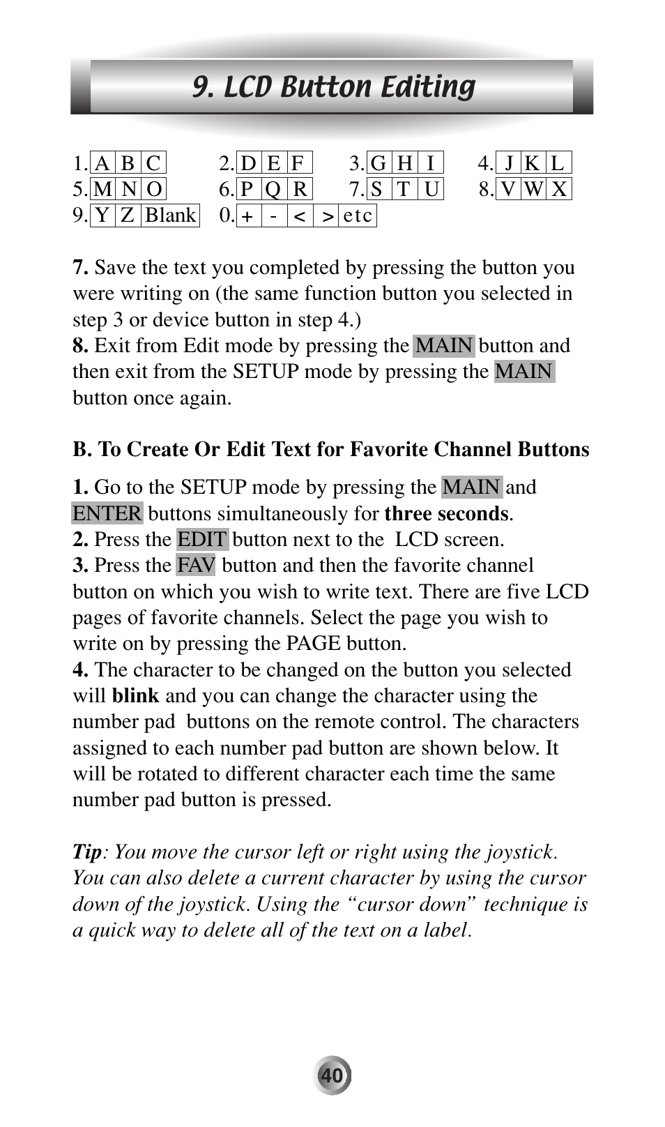 Lcd button editing | Universal Remote Control (URS) MX-500 User Manual | Page 41 / 80