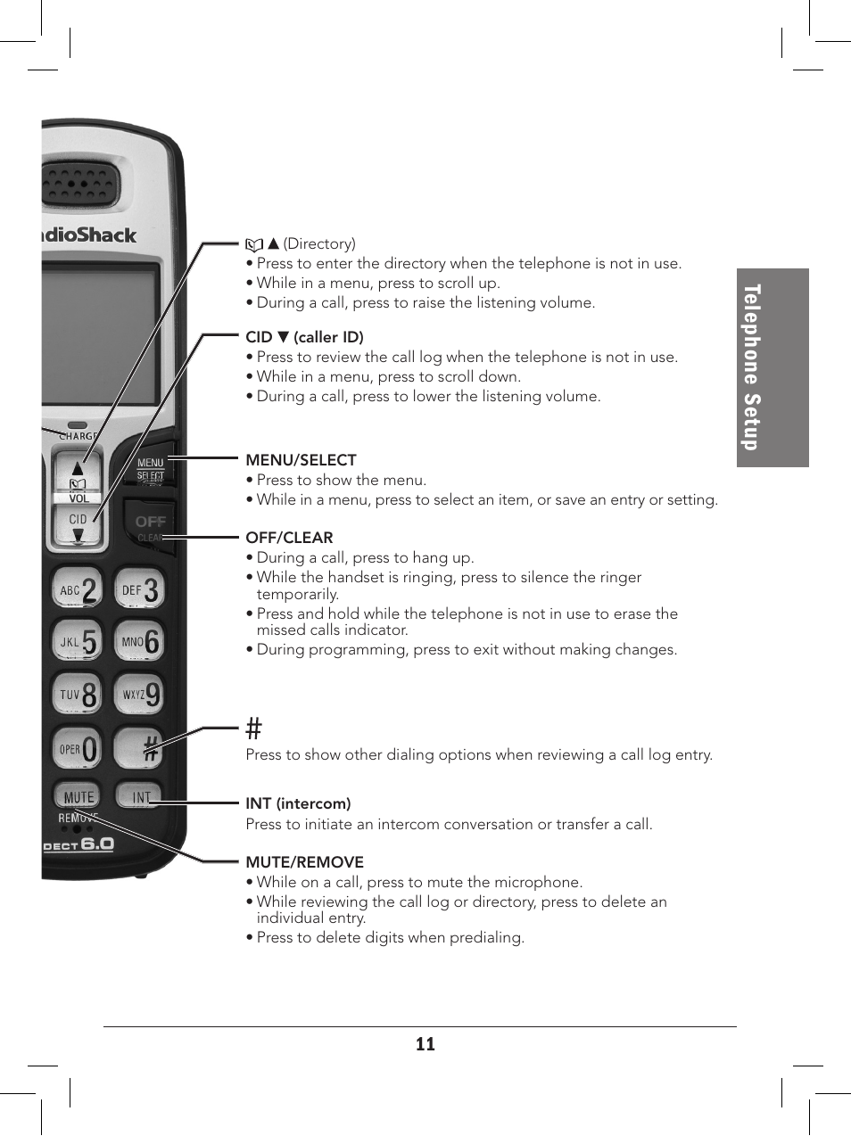 Te le ph on e s et up | Radio Shack 43-327 User Manual | Page 11 / 60