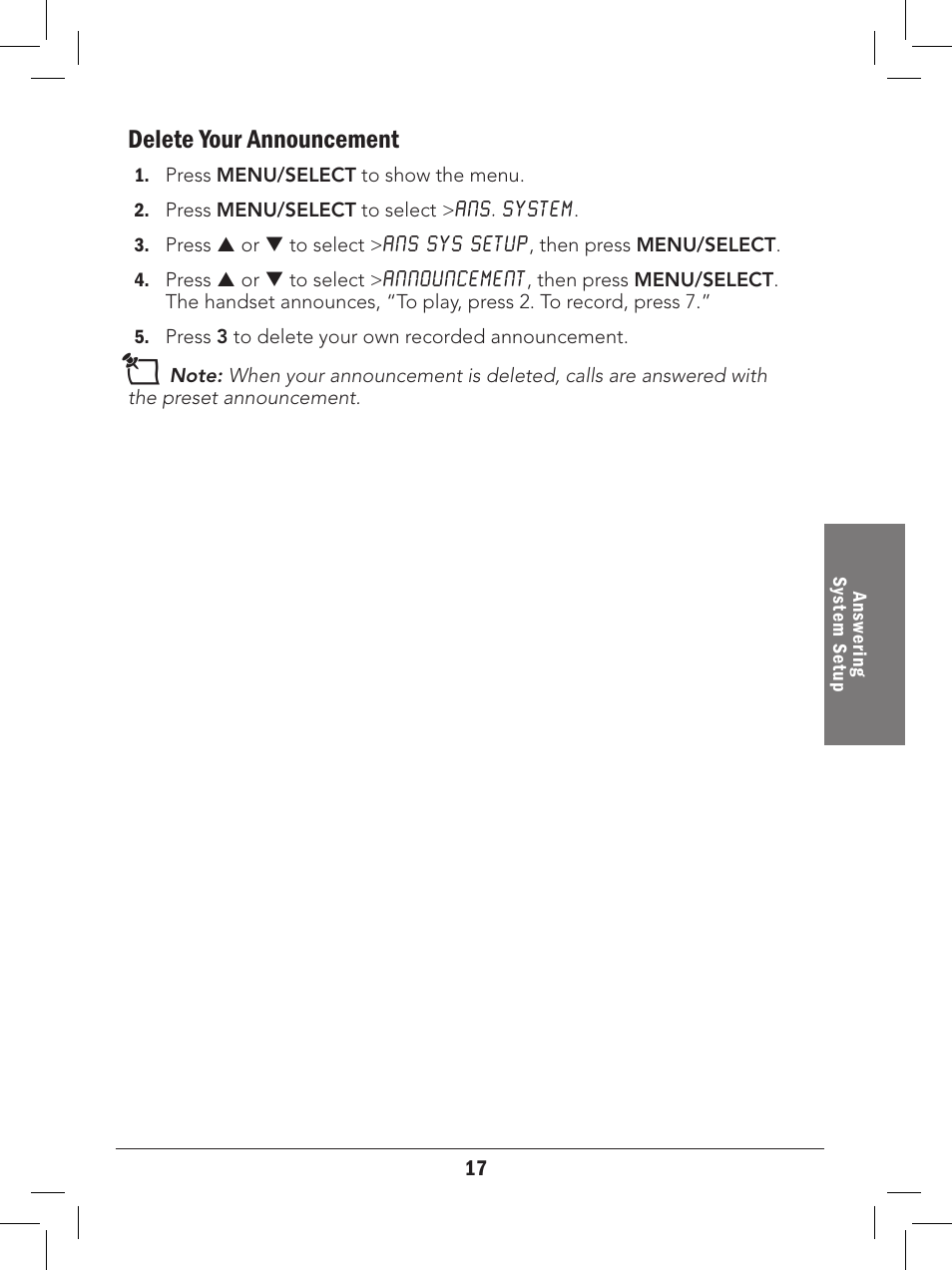 Delete your announcement | Radio Shack 43-327 User Manual | Page 17 / 60