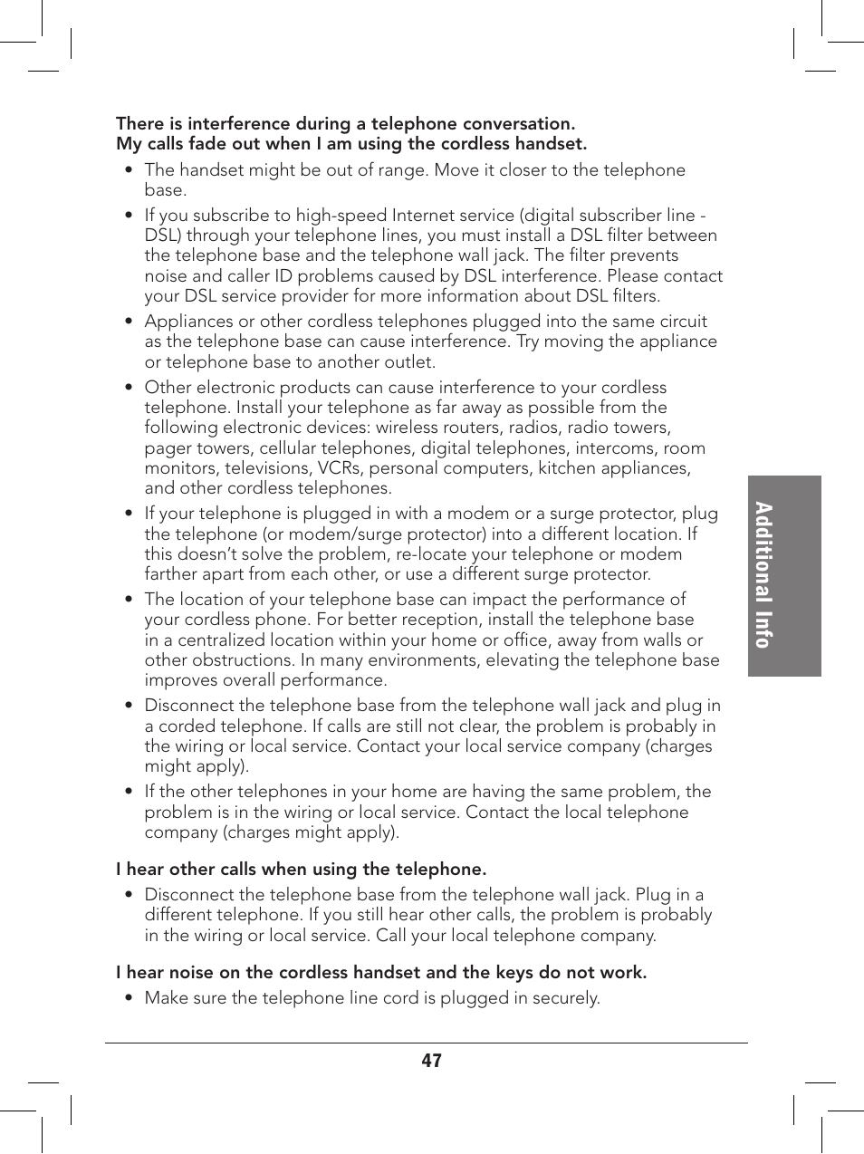 Ad dit io na l i nfo | Radio Shack 43-327 User Manual | Page 47 / 60
