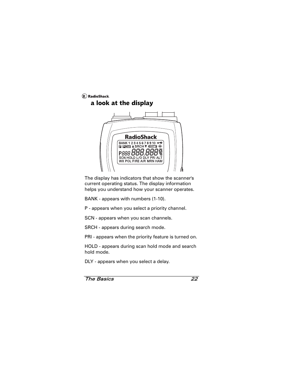 A look at the display | Radio Shack 20-501 User Manual | Page 22 / 64