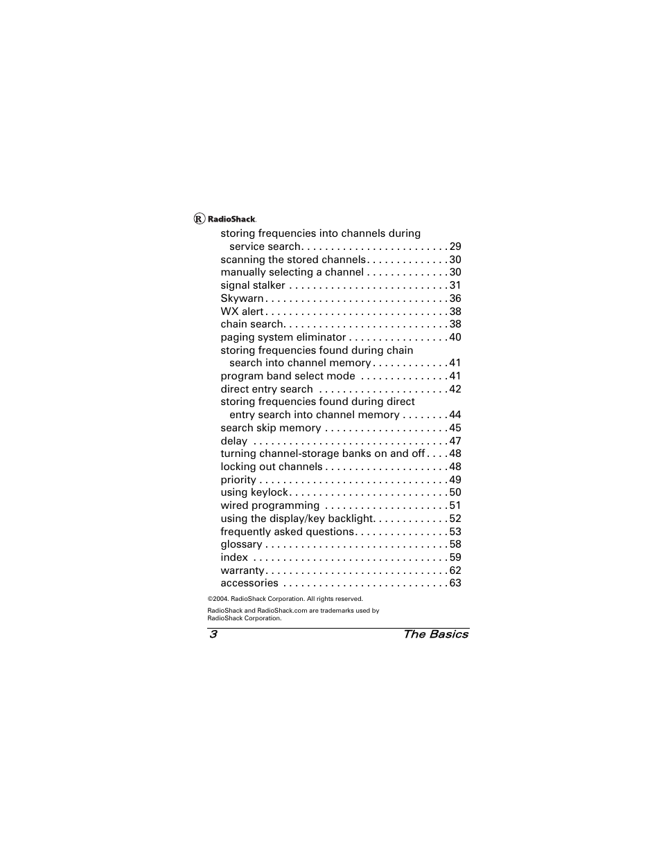 Radio Shack 20-501 User Manual | Page 3 / 64