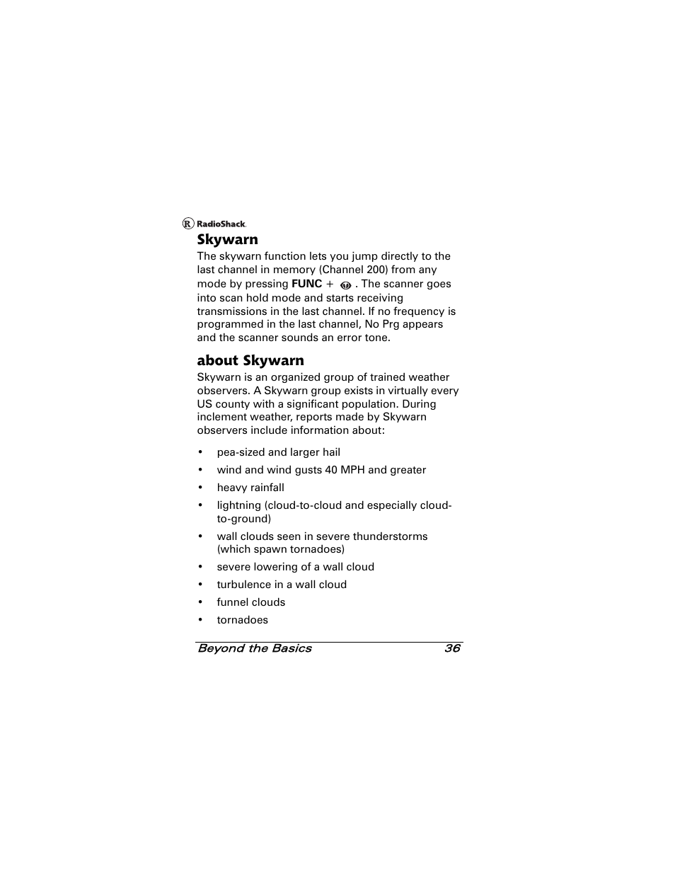 Skywarn, About skywarn | Radio Shack 20-501 User Manual | Page 36 / 64