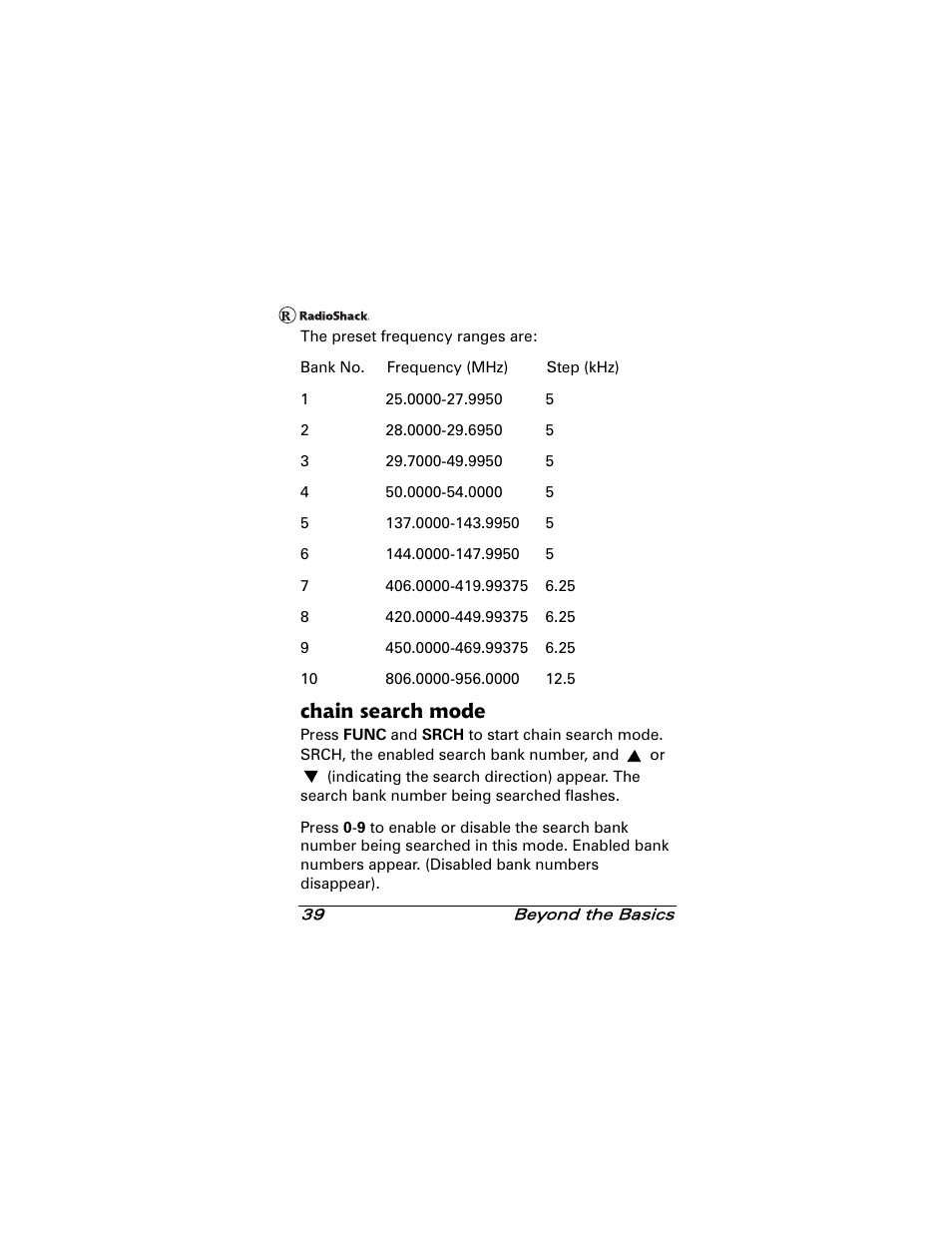 Chain search mode | Radio Shack 20-501 User Manual | Page 39 / 64