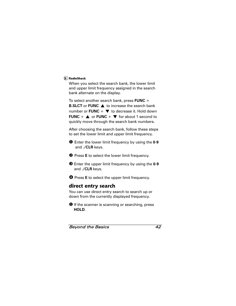 Direct entry search | Radio Shack 20-501 User Manual | Page 42 / 64