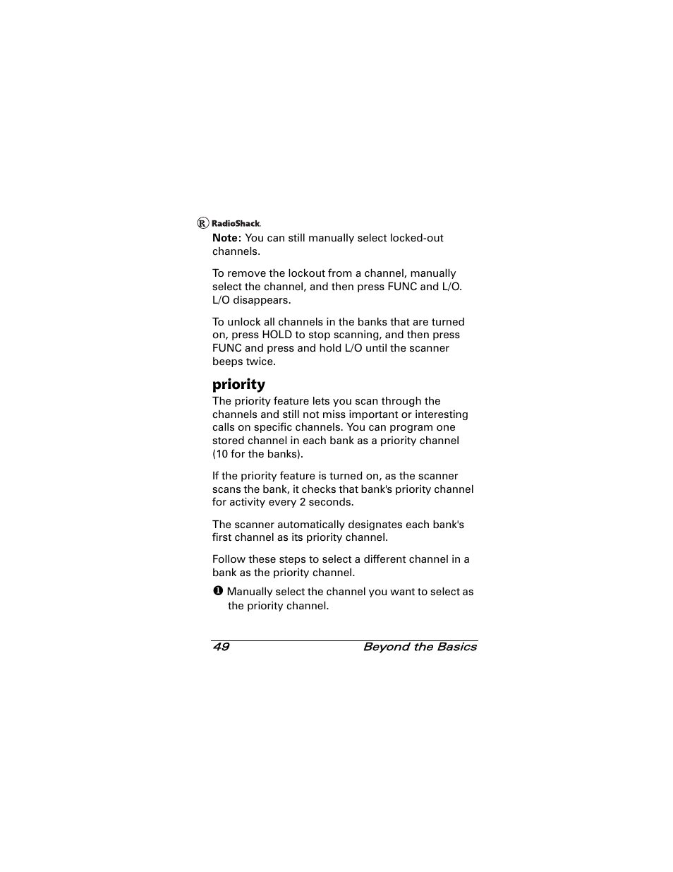 Priority | Radio Shack 20-501 User Manual | Page 49 / 64