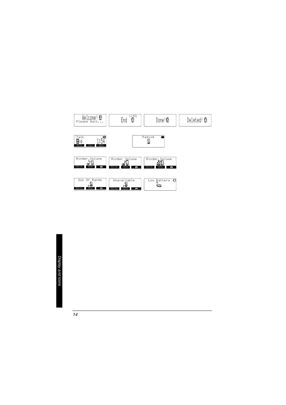 9gneqog, Qpg &gngvgf, Nimation | Isplays, Andset | Radio Shack 5.8 GHz Multi-Handset Expandable Cordless Telephone with Digital Answerer User Manual | Page 14 / 76