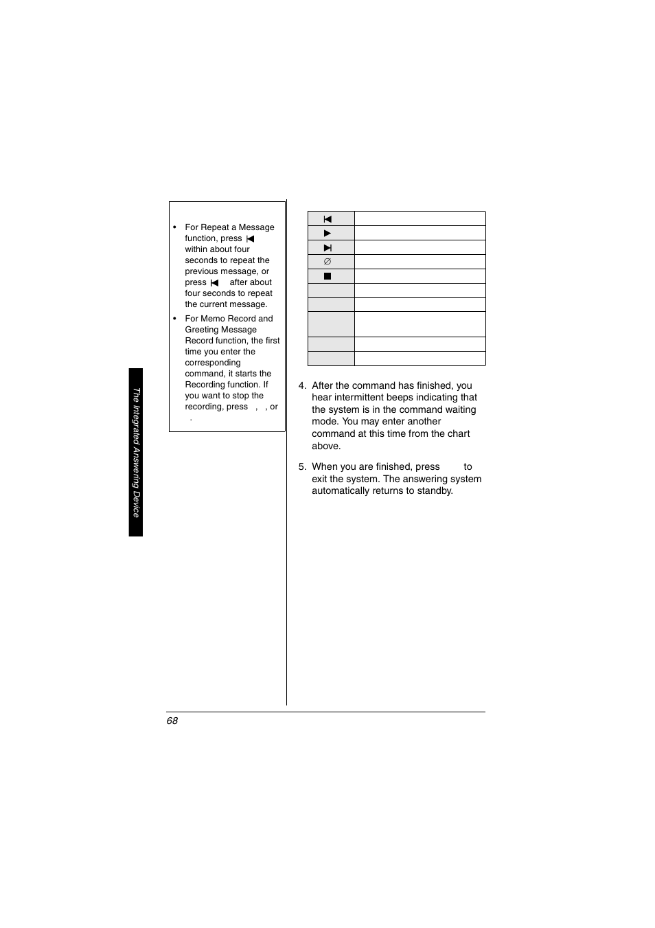 Remote key function | Radio Shack 5.8 GHz Multi-Handset Expandable Cordless Telephone with Digital Answerer User Manual | Page 68 / 76