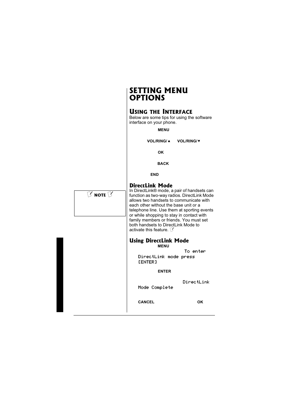 Setting menu options | Radio Shack 43-3880 User Manual | Page 16 / 72