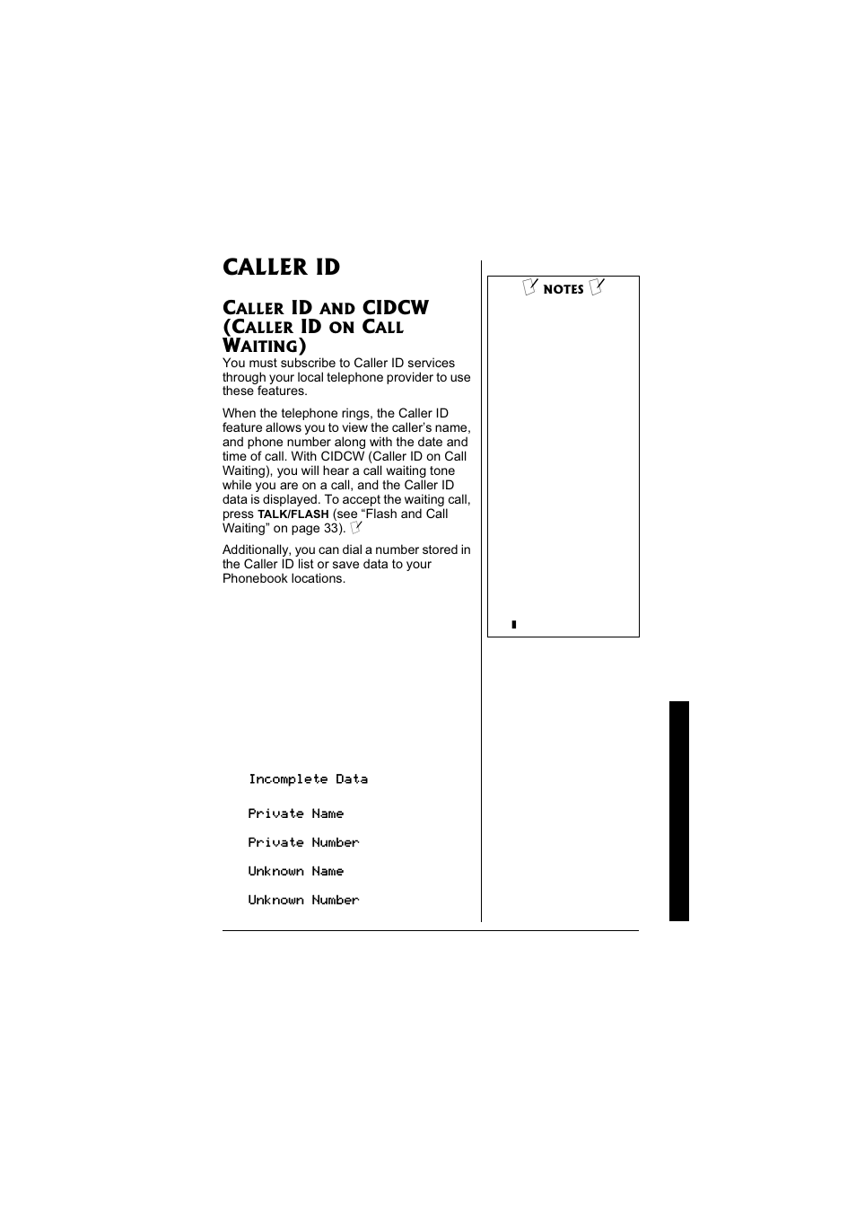 Caller id, Cidcw (c | Radio Shack 43-3880 User Manual | Page 41 / 72