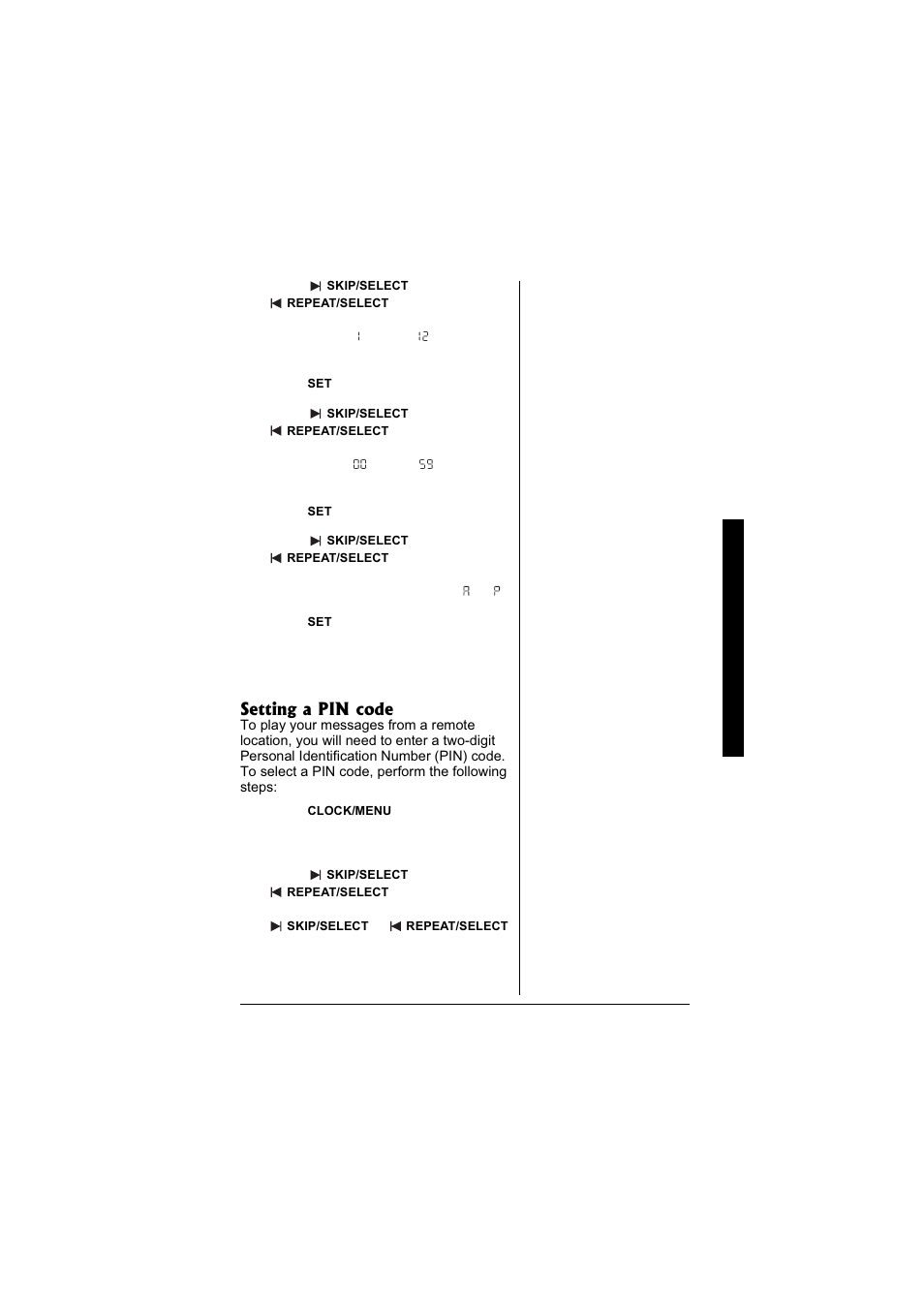 Setting a pin code | Radio Shack 43-3880 User Manual | Page 55 / 72