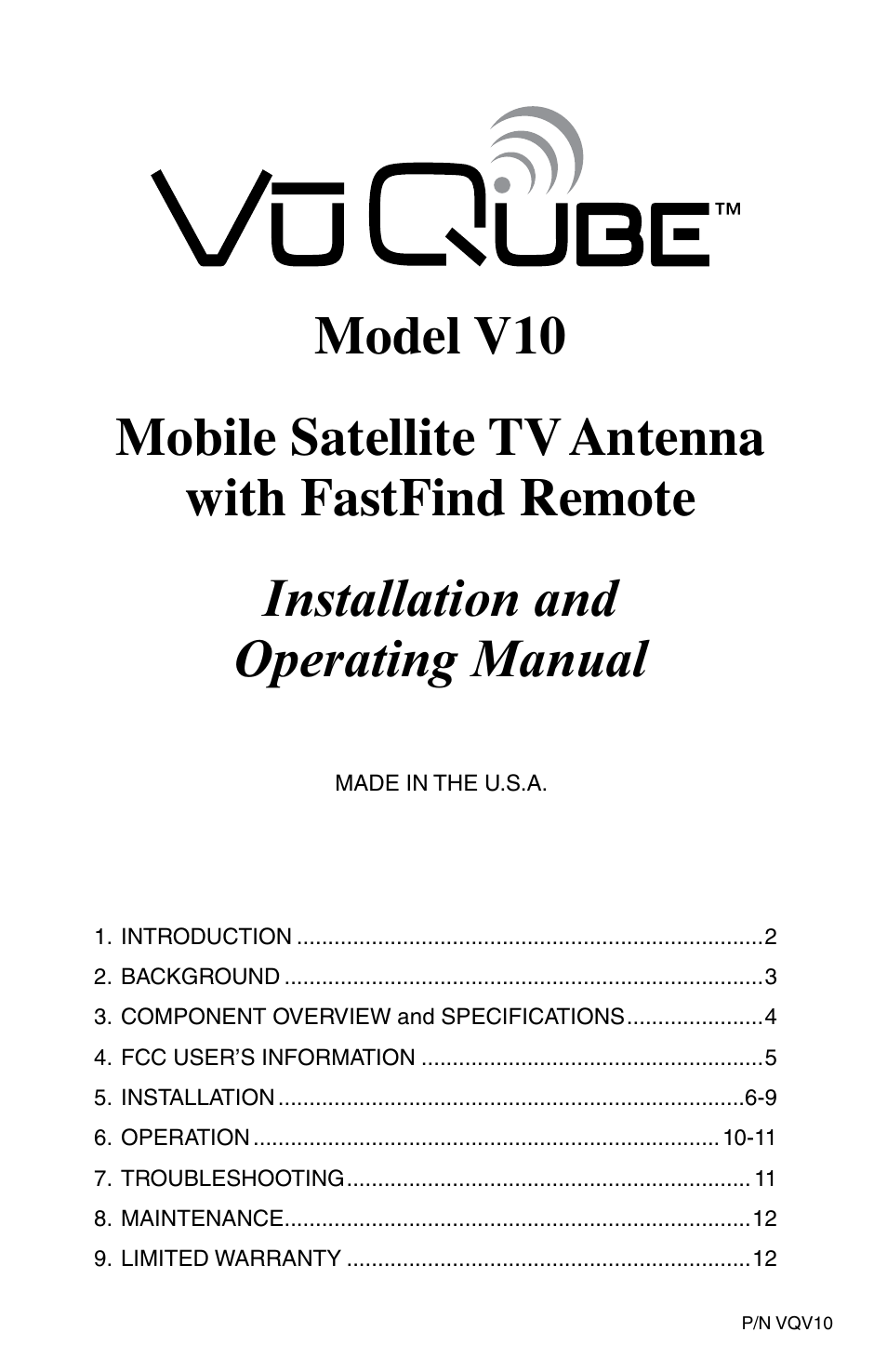 Radio Shack Vu Qube V10 User Manual | 12 pages