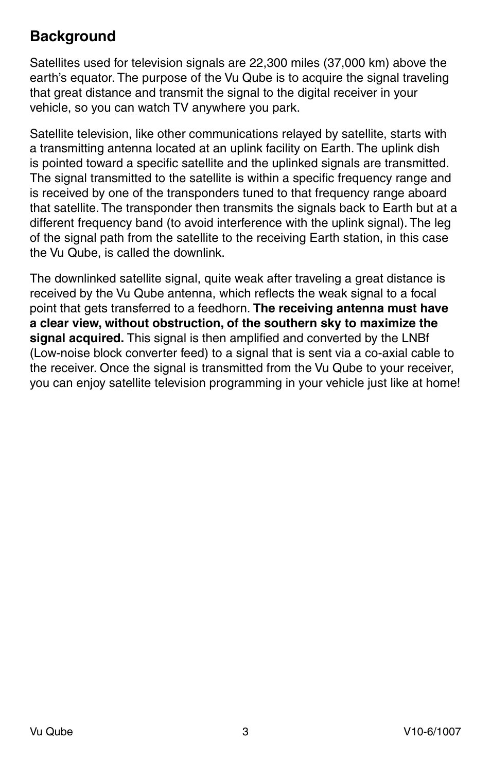 Background | Radio Shack Vu Qube V10 User Manual | Page 3 / 12