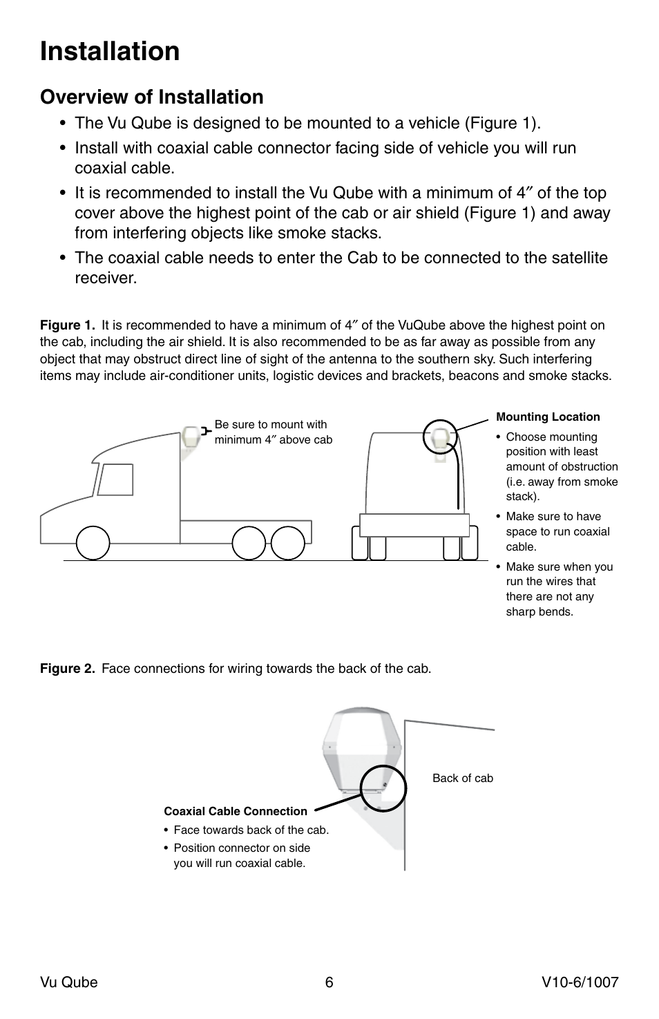 Installation, Overview of installation | Radio Shack Vu Qube V10 User Manual | Page 6 / 12