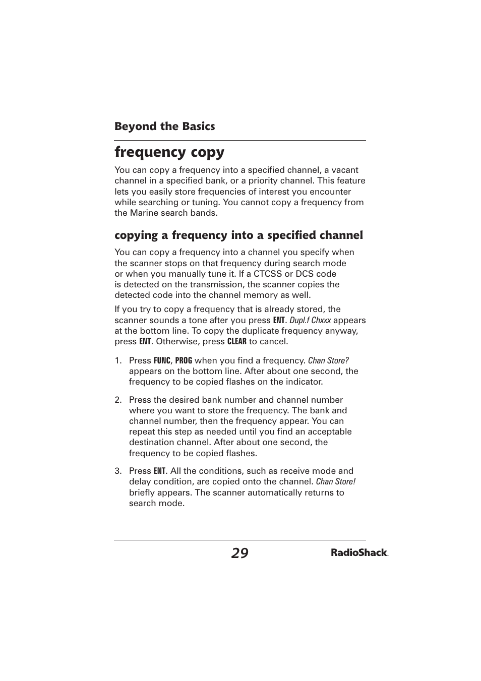 Frequency copy | Radio Shack PRO-2096 User Manual | Page 29 / 84