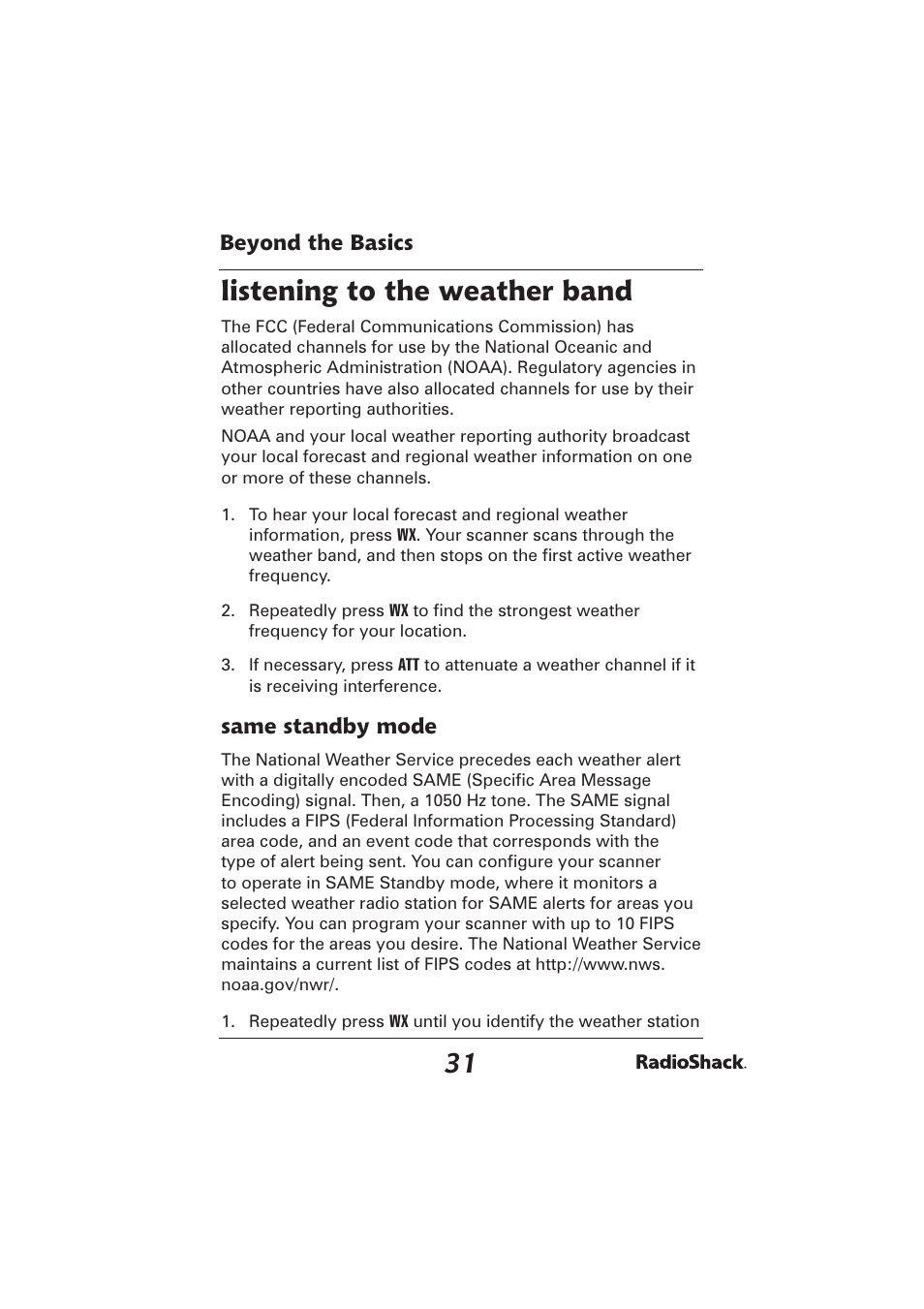 Listening to the weather band | Radio Shack PRO-2096 User Manual | Page 31 / 84