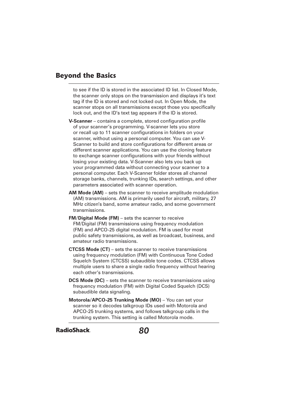 Beyond the basics | Radio Shack PRO-2096 User Manual | Page 80 / 84