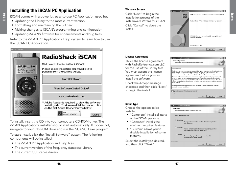 Installing the iscan pc application | Radio Shack iScan PRO-107 User Manual | Page 24 / 33