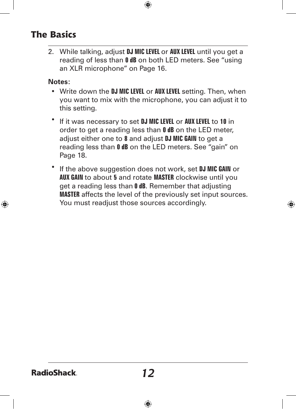 The basics | Radio Shack 32-2058 User Manual | Page 12 / 24