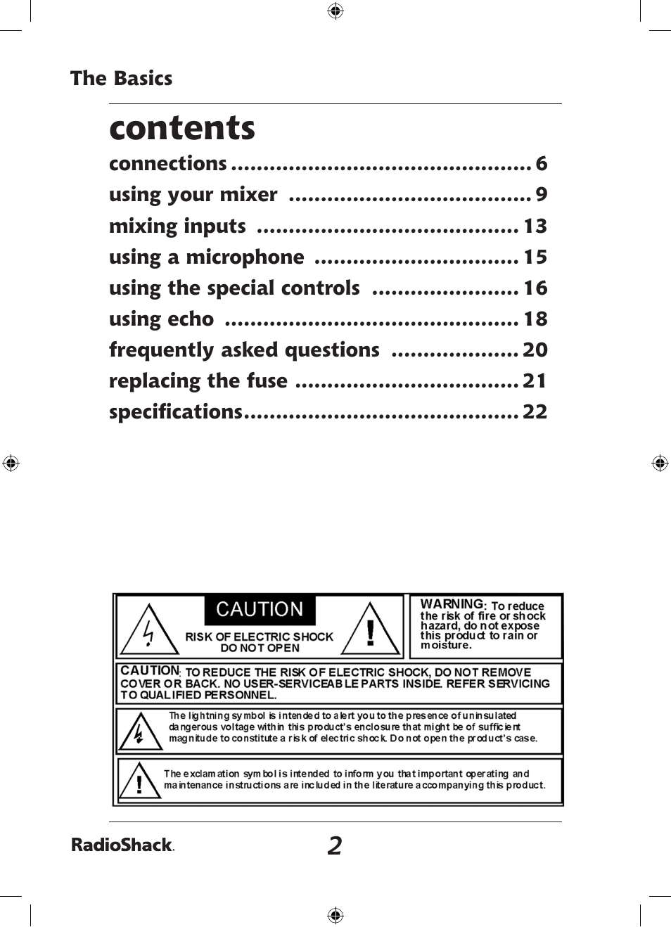 Radio Shack 32-2058 User Manual | Page 2 / 24