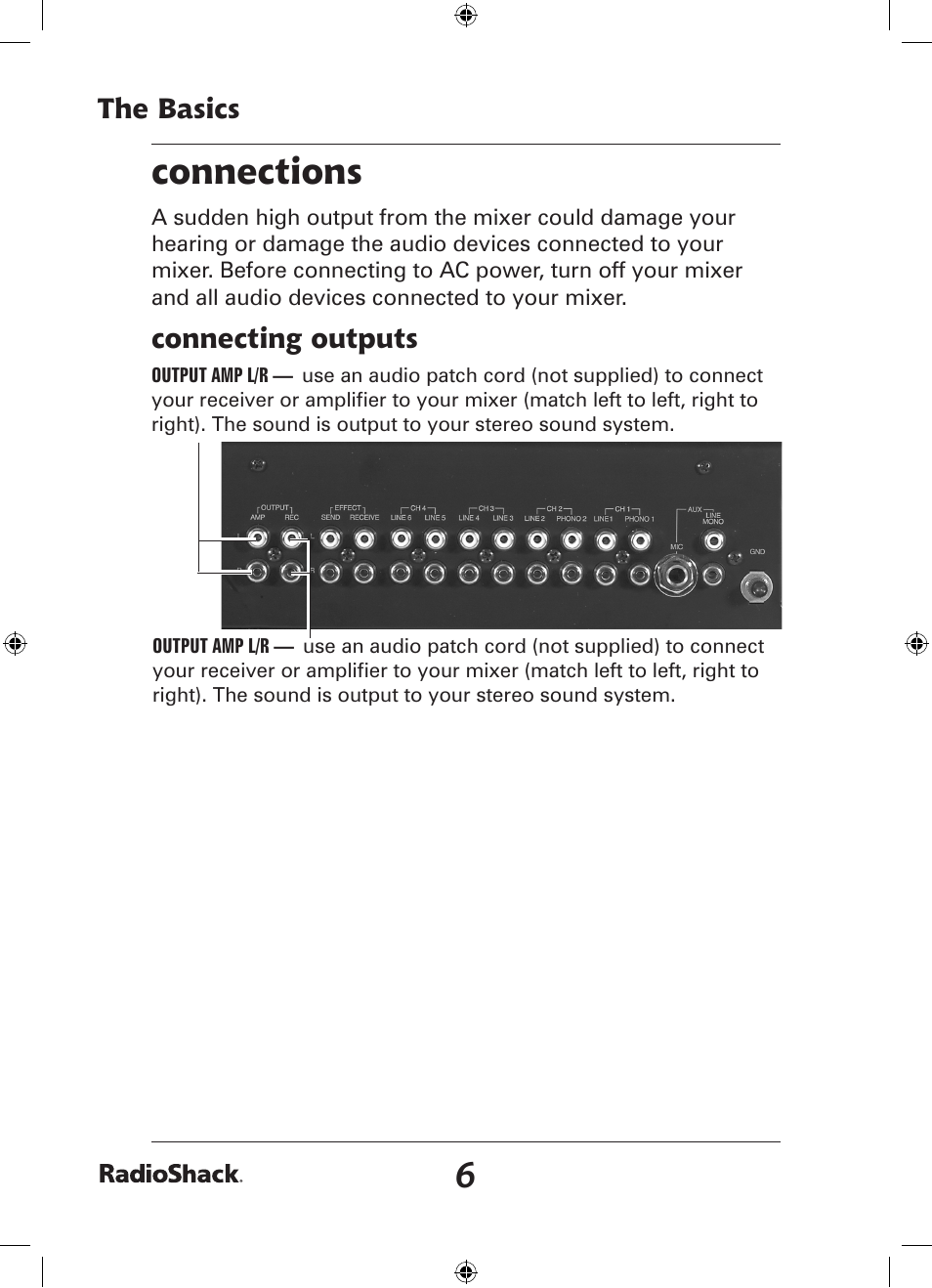 Connections | Radio Shack 32-2058 User Manual | Page 6 / 24