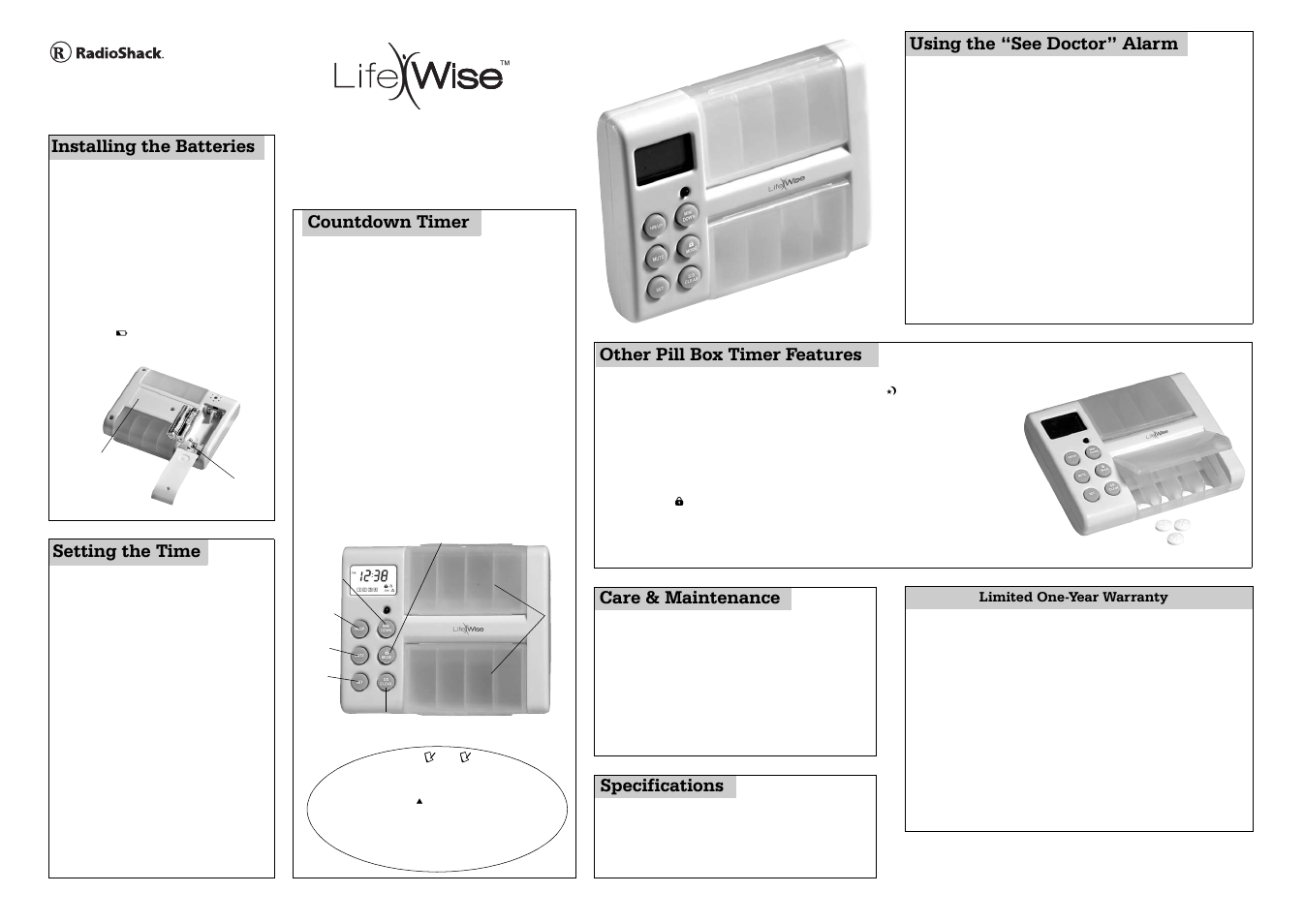 Radio Shack LIFE WISE 63-1516 User Manual | 1 page