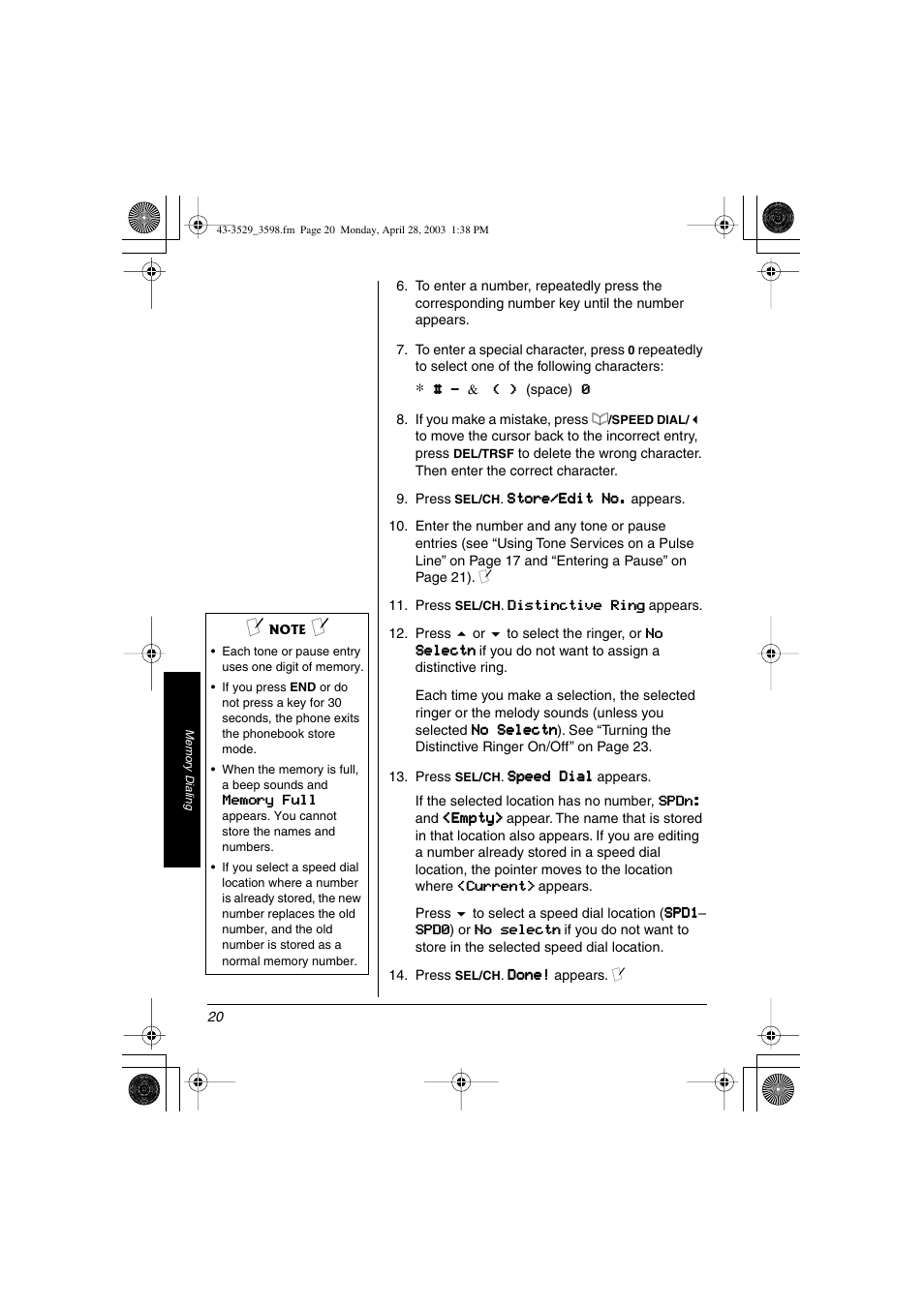 Radio Shack 43-3529 User Manual | Page 20 / 36