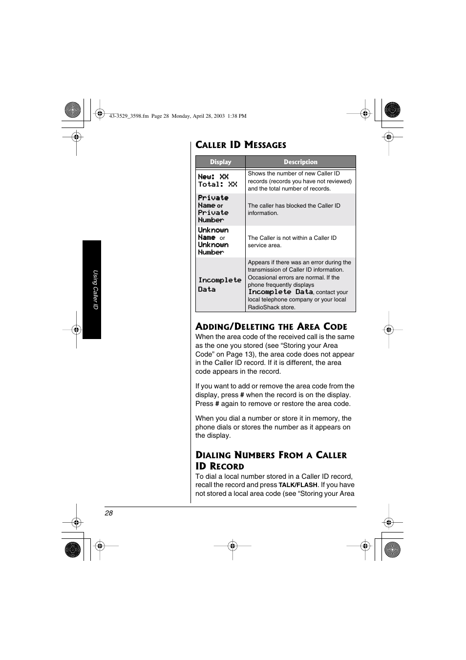 Radio Shack 43-3529 User Manual | Page 28 / 36
