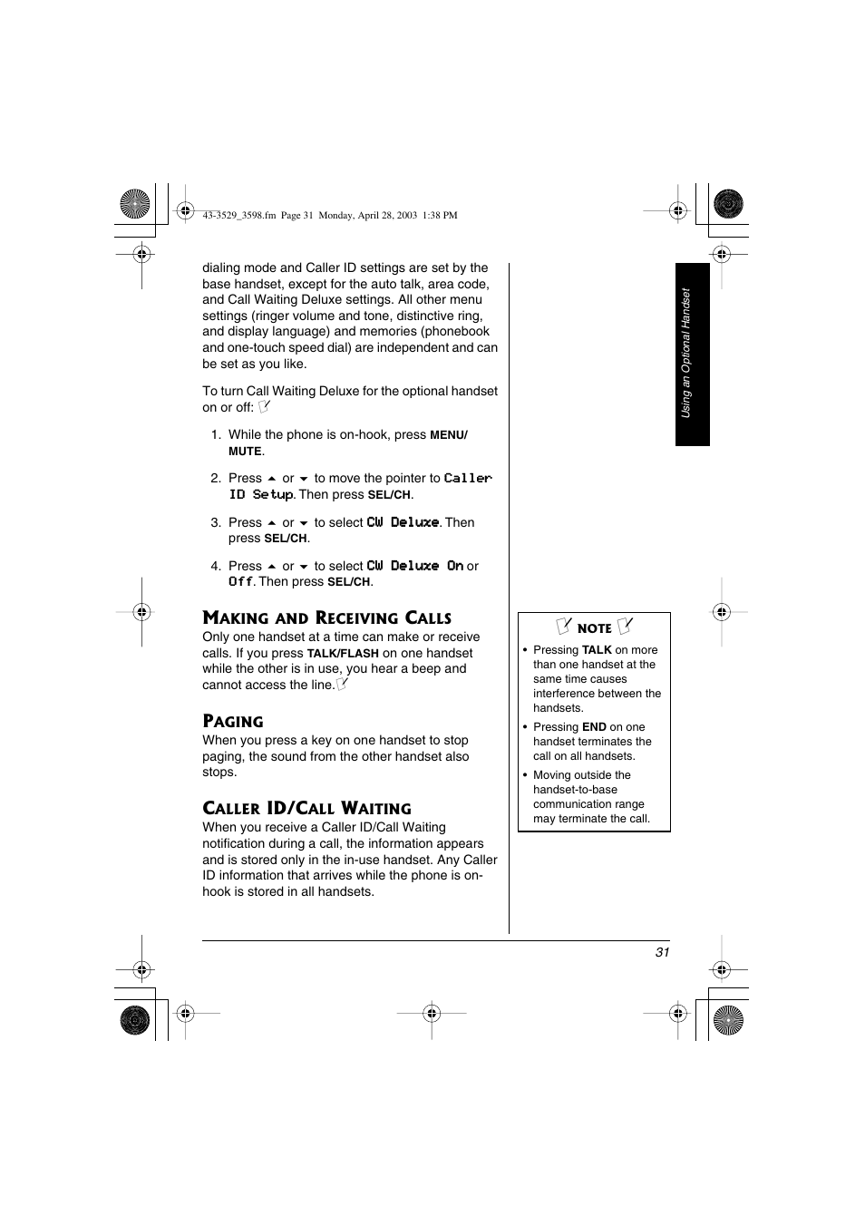 Id/c | Radio Shack 43-3529 User Manual | Page 31 / 36
