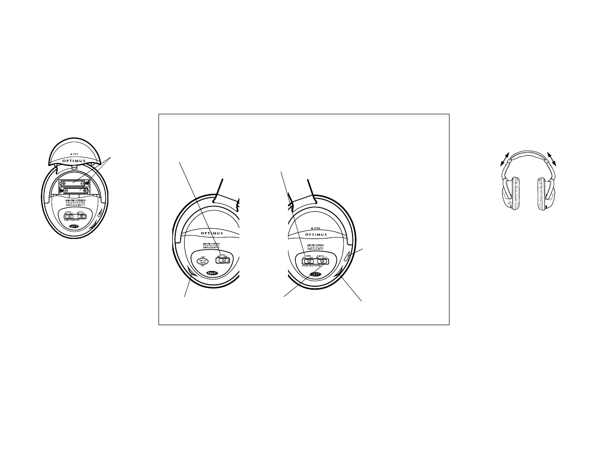 Using the headset radio installing batteries, Adjusting the headband specifications | Radio Shack Stereo Mate 12-922 User Manual | Page 2 / 2