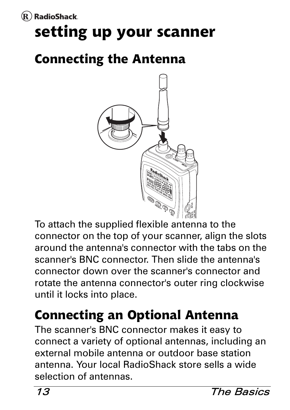 Setting up your scanner | Radio Shack PRO-83 User Manual | Page 13 / 64