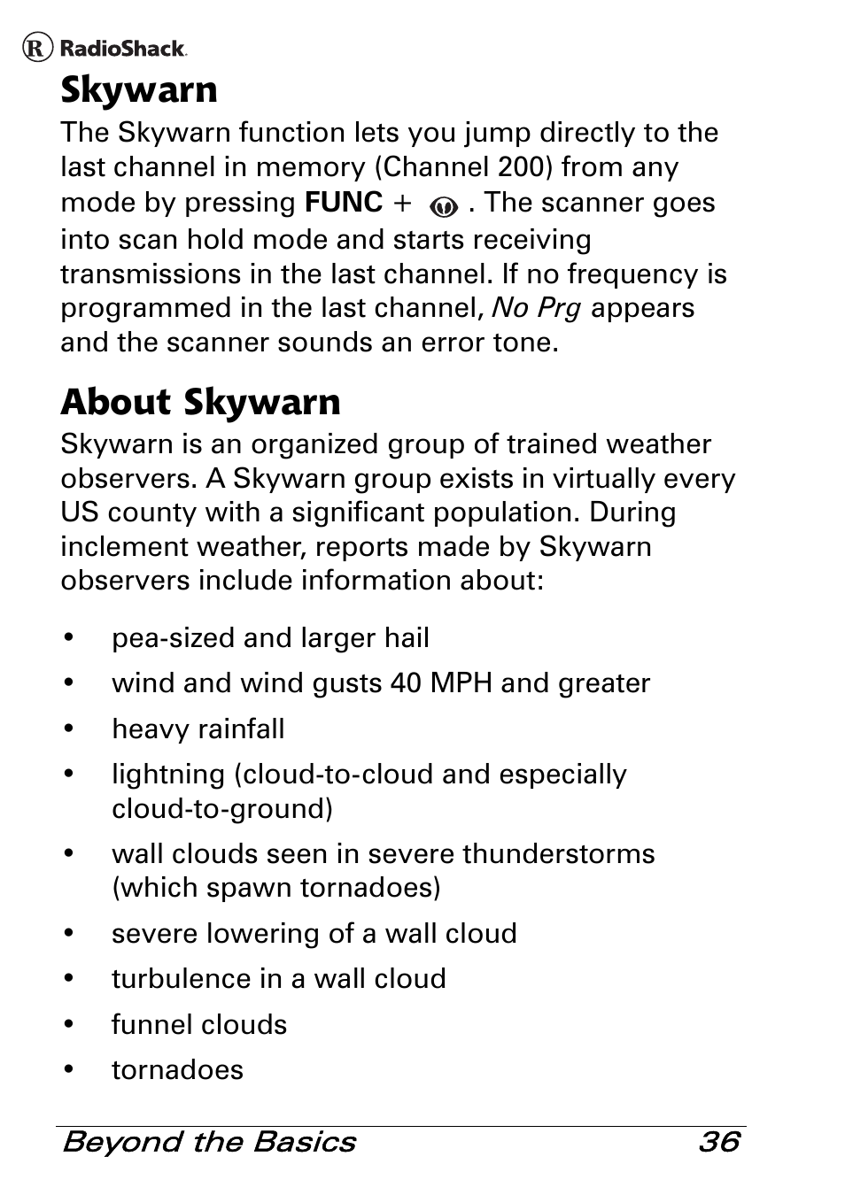 Skywarn, About skywarn | Radio Shack PRO-83 User Manual | Page 36 / 64