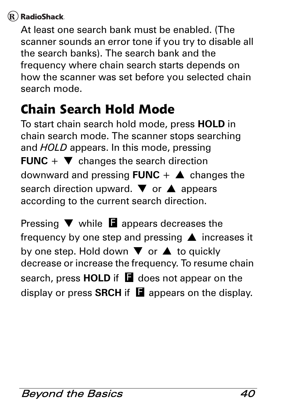 Chain search hold mode | Radio Shack PRO-83 User Manual | Page 40 / 64