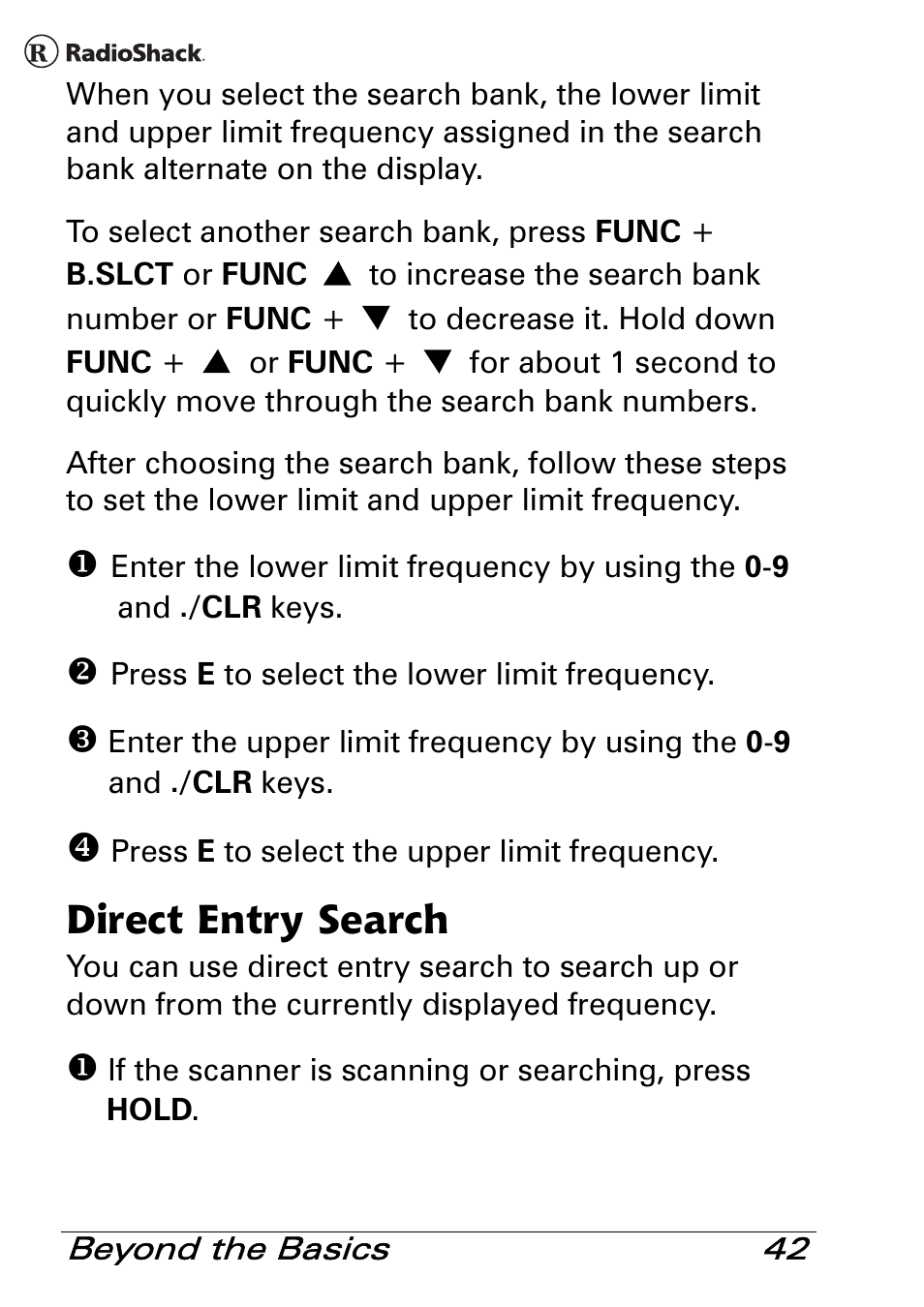 Direct entry search | Radio Shack PRO-83 User Manual | Page 42 / 64