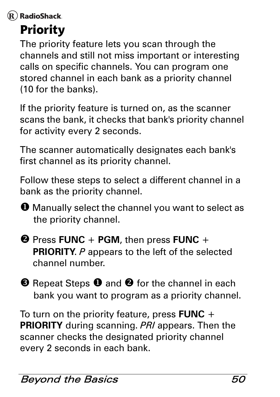 Priority | Radio Shack PRO-83 User Manual | Page 50 / 64