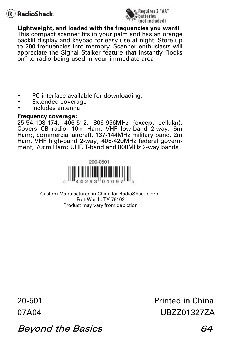 Beyond the basics 64 | Radio Shack PRO-83 User Manual | Page 64 / 64