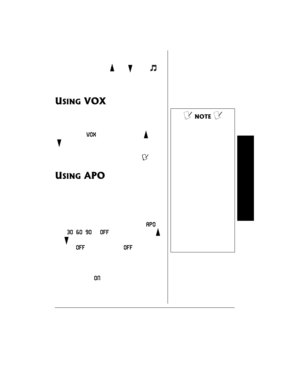 Using vox using apo | Radio Shack 21-1902 User Manual | Page 15 / 28