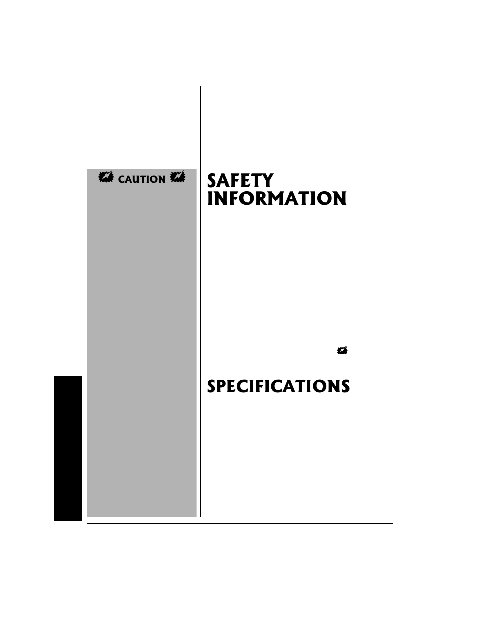 Safety information, Specifications | Radio Shack 21-1902 User Manual | Page 26 / 28