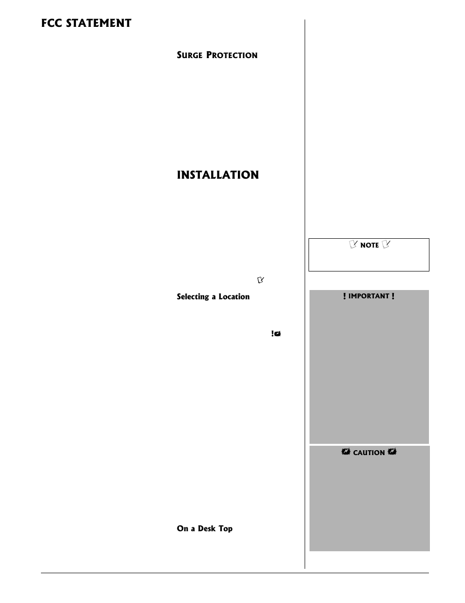 Fcc statement, Installation | Radio Shack 43-3585 User Manual | Page 3 / 16