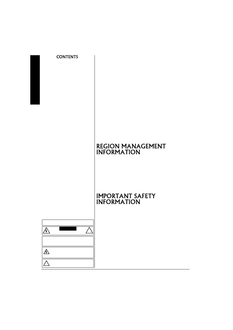 Region management information, Important safety information | Radio Shack 16-3314 User Manual | Page 2 / 28