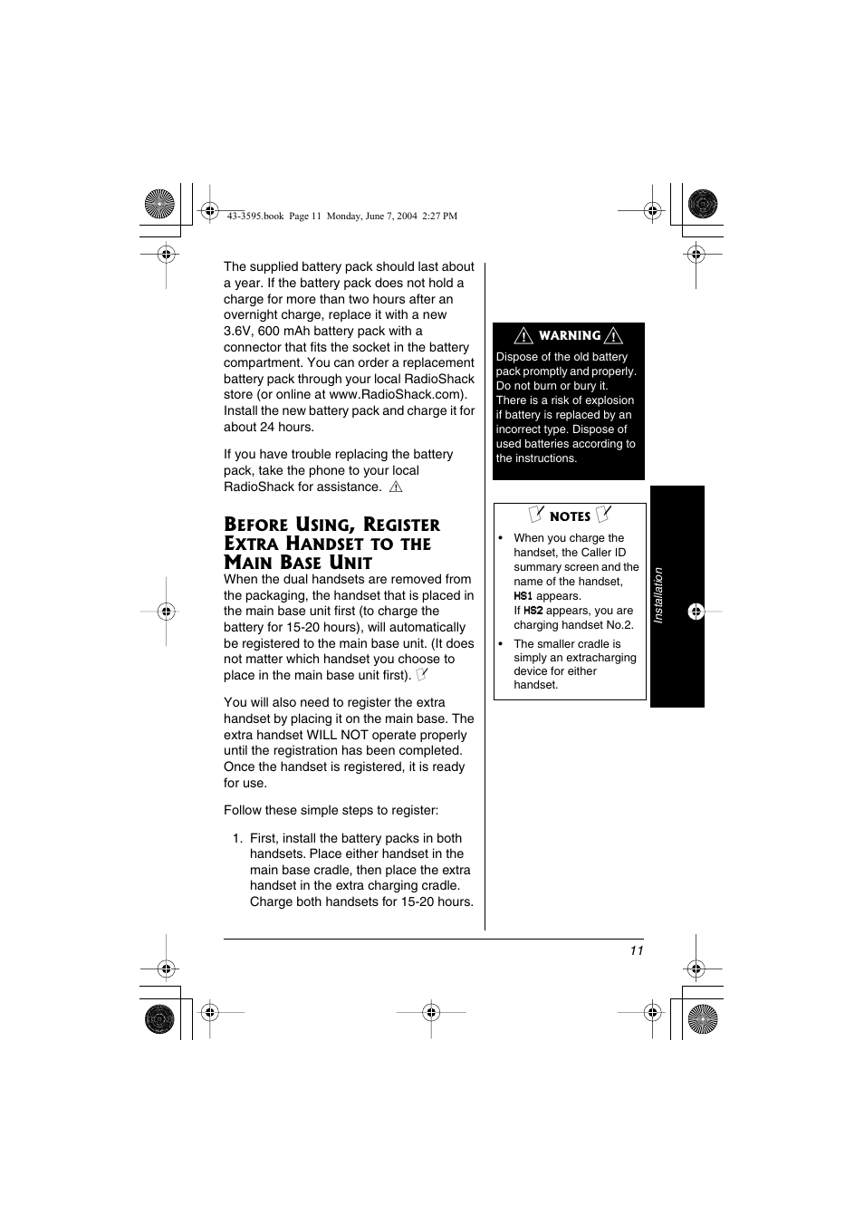 Radio Shack 43-3595 User Manual | Page 11 / 40